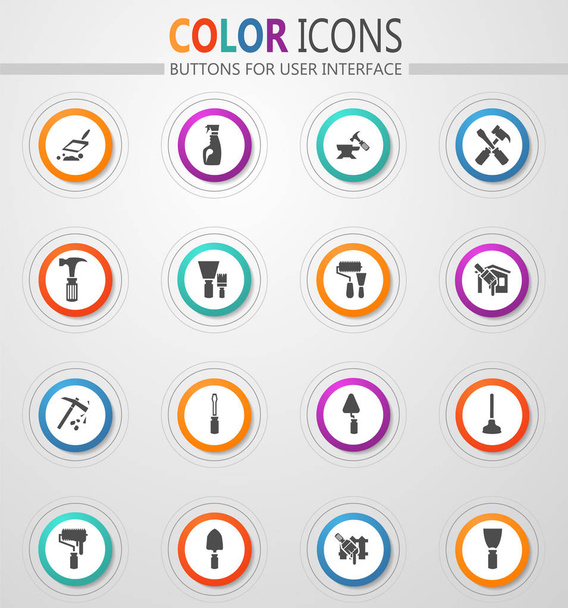Conjunto de iconos de herramientas de trabajo para sitios web e interfaz de usuario - Vector, imagen
