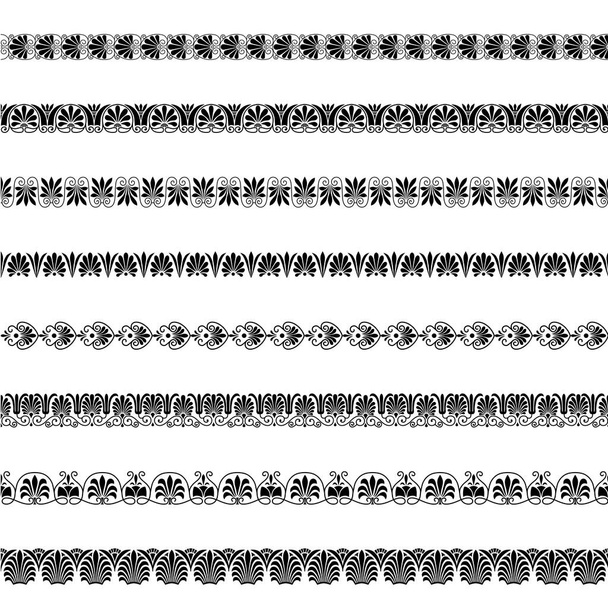 Greek ornamental borders patterns isolated on white background - Vector, Image