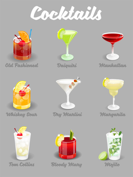 Cocktails set banner - Vector, Image