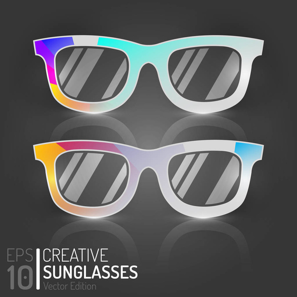 Digital Vintage Glasses Design. Vector Elements. Creative Isolated Retro Sunglasses Illustration. EPS10 - Vector, Image