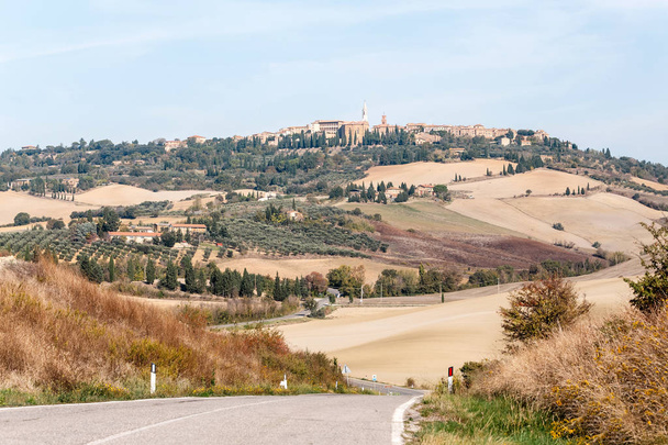 Landscape with road in Tuscany, Italy - Photo, Image