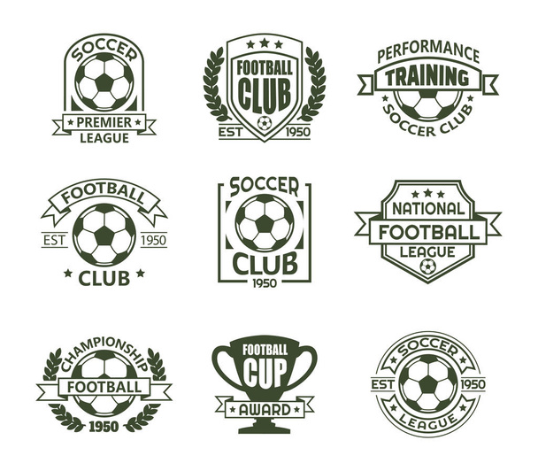 Set of isolated vintage soccer club signs - Vector, Image