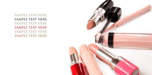 set of fashion cosmetics for lips in nude tone   - Фото, зображення