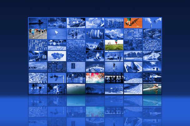 Gran pared de vídeo multimedia de pantalla ancha Web streaming media TV
 - Foto, Imagen
