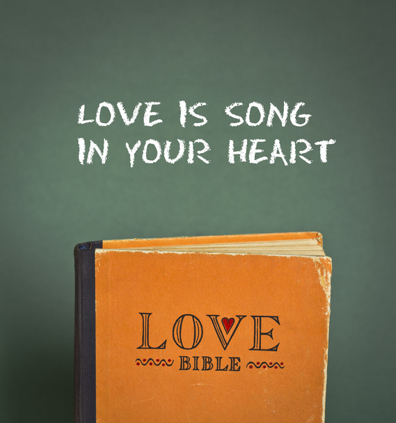 Love is song in your heart. Love Bible with love commandments, metaphors and quotes - Foto, Imagem