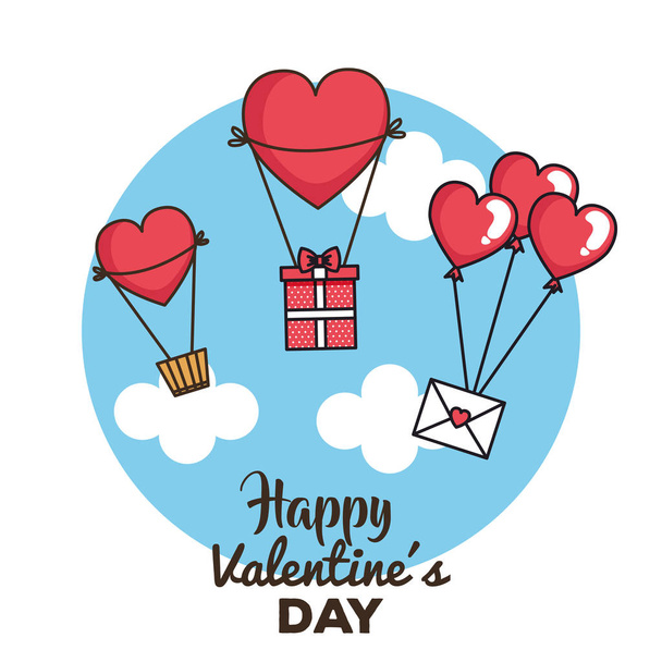 Valentýna karty s balónky vzduchem hot - Vektor, obrázek