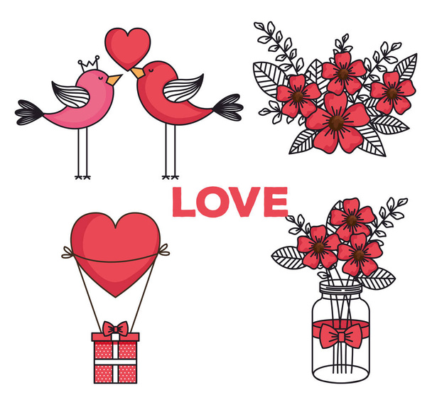 ensemble icônes de la Saint Valentin heureux
 - Vecteur, image