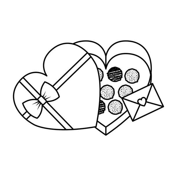 enveloppe avec coeur et boîte de chocolat
 - Vecteur, image