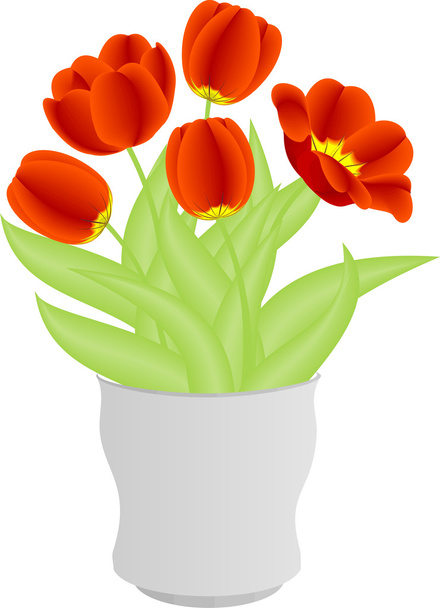 Tulips in vase - Διάνυσμα, εικόνα