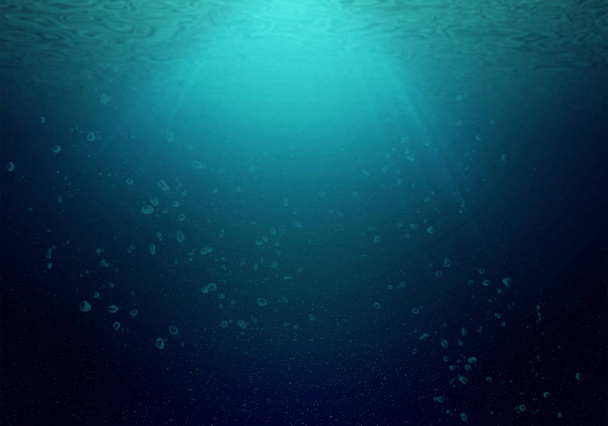 Φυσικό υποβρύχια υπόβαθρο του βαθύ ωκεανό με το ηλιακό φως - Φωτογραφία, εικόνα