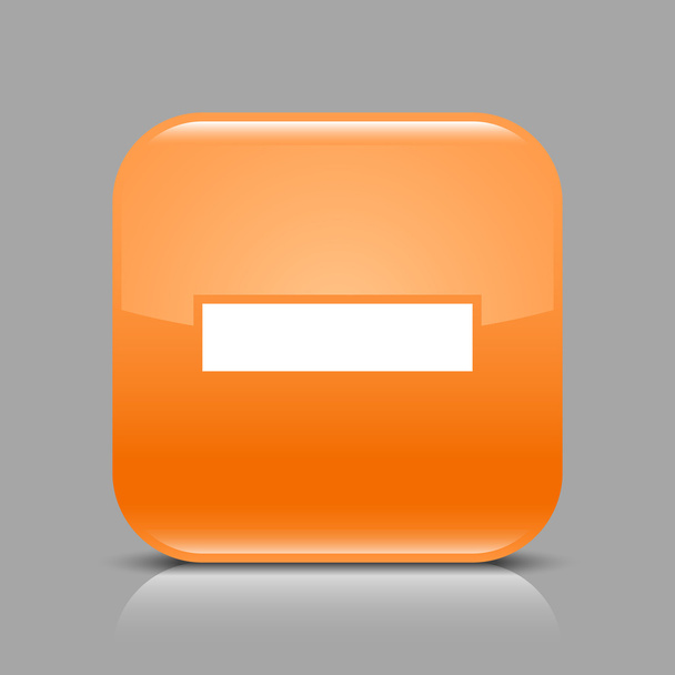 Orange glossy web button with minus sign. Rounded square shape icon with black shadow and light reflection on gray background. This vector illustration saved in 8 eps. See more buttons in my gallery - Vector, Image