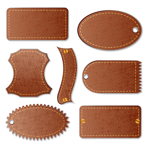 Blank Leather Textured Label - Vector, Image