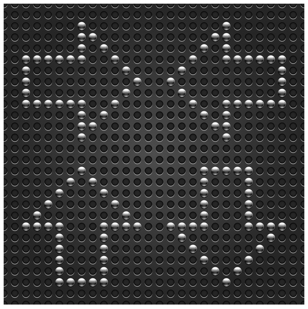 4 chrome metal arrow signs button on seamless pattern. Black dot perforated texture background. This vector saved in eps 10 format - Vector, Image