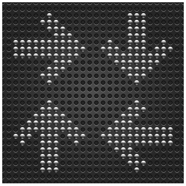 4 chrom kovové šipku ukazatel na tmavé bezešvé pattern. černý bod perforované texturu pozadí. Tento vektorový soubor uložený ve formátu eps 10 - Vektor, obrázek