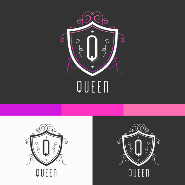 Queen Crest Ornament Template. Vector Crown Elements. Emblem Icon Design Illustration. EPS10 - Vector, Image