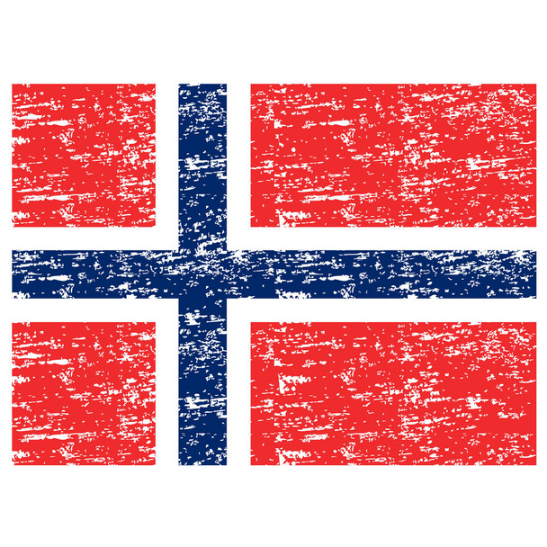 Norveç bayrağı. Norveç bayrağı boyalı fırça. Elle çizilmiş tarzı resimde bir grunge etkisi ve suluboya ile. Norveç bayrağı ile doku. - Vektör, Görsel