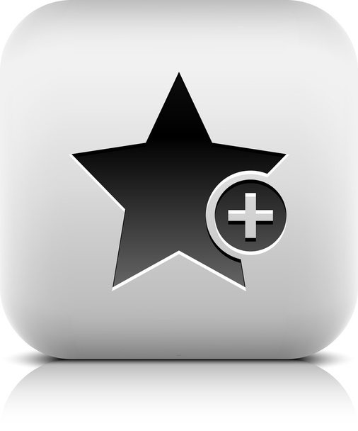 Star favorite sign web icon with plus glyph. Series buttons stone style. Rounded square shape with black shadow and gray reflection on white background. Vector illustration design element 8 eps - Vektor, kép