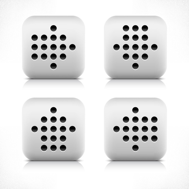 Stone black dotted arrow sign web button. Gray rounded square shape icon with reflection and shadow on white background. This vector illustration created and saved in 8 eps - Vettoriali, immagini
