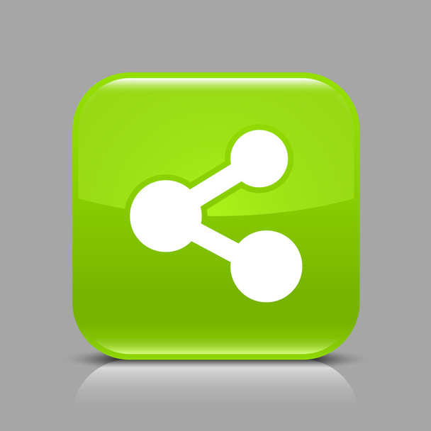 共有の記号の付いた緑の光沢のある web ボタン - ベクター画像