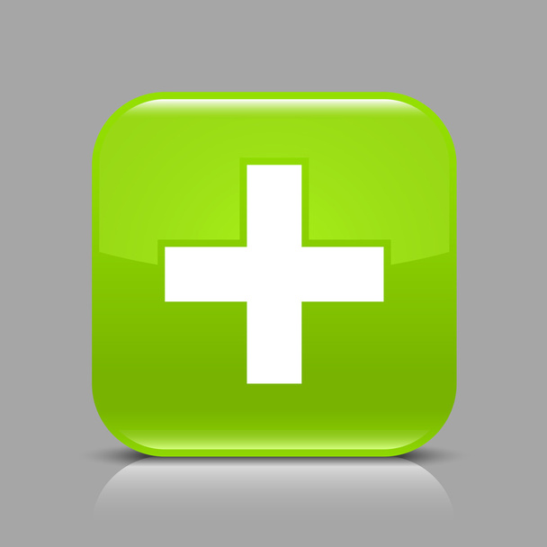 Verde botón web brillante con signo de adición
 - Vector, imagen