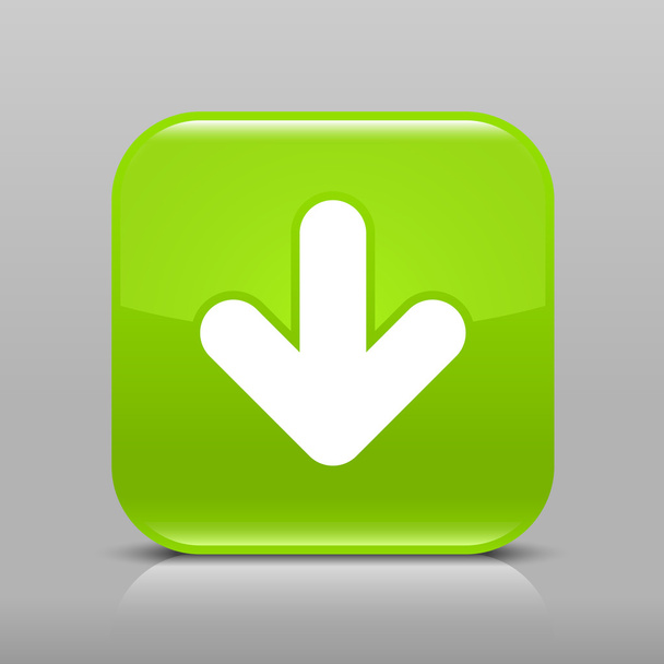 Green glossy web button with arrow download sign - Vector, Image