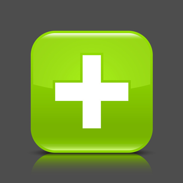 Verde botón web brillante con signo de adición
 - Vector, imagen