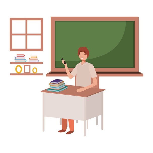 teacher in the classroom - Vector, Image