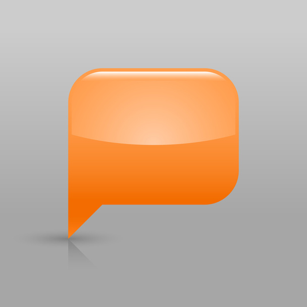 オレンジ色の光沢のある空白スピーチ泡アイコン web ボタン - ベクター画像