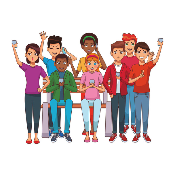 group of friends cartoon - Vector, Image