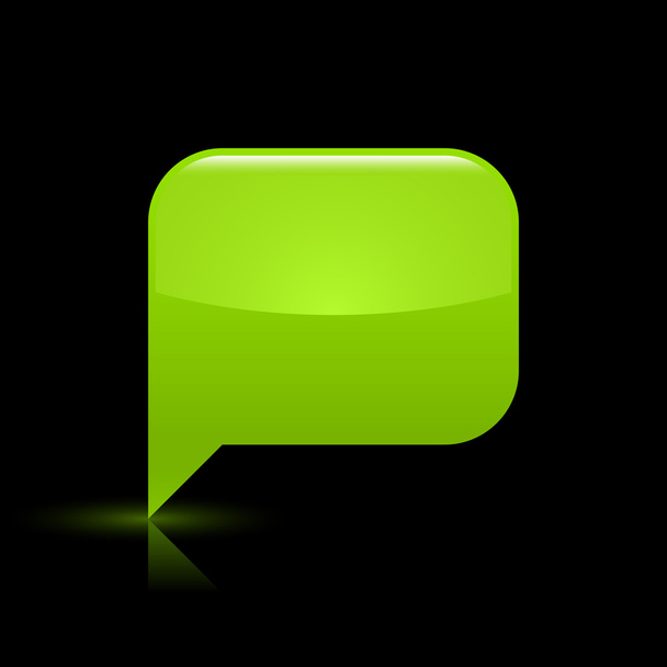 緑の光沢のある空白スピーチ泡アイコン web ボタン - ベクター画像