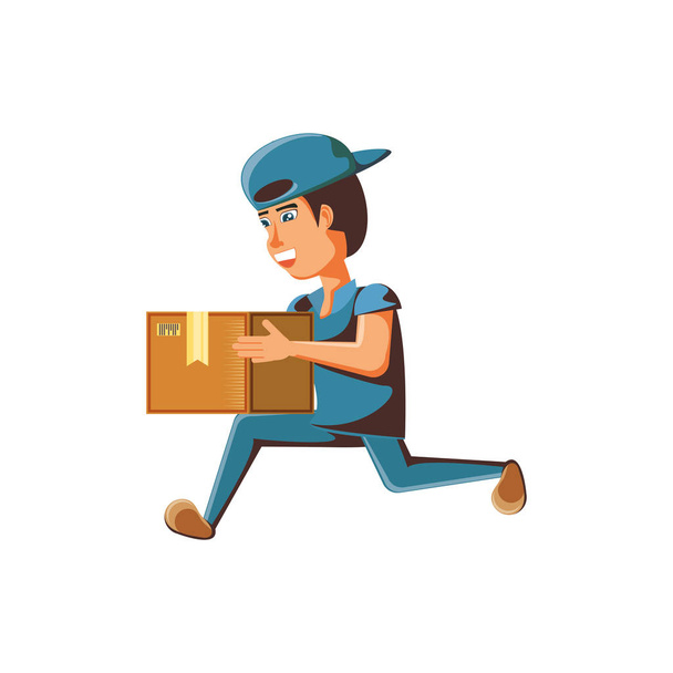 delivery worker with box lifting - Vector, Image