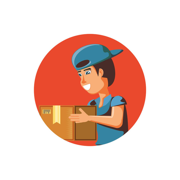 delivery worker with box avatar character - Vector, Image