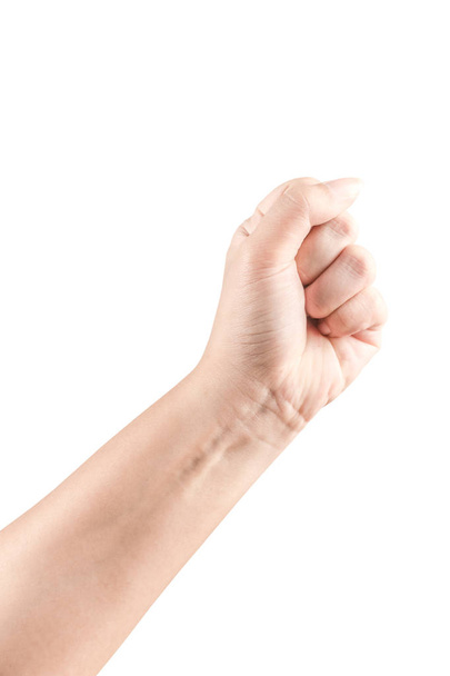 Close up Hand and arm  on white  background. Can use for isolated or Show your product. - Photo, Image