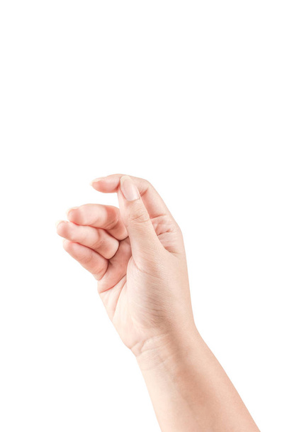 Nahaufnahme Hand und Arm auf weißem Hintergrund. kann für isolierte verwenden oder zeigen Sie Ihr Produkt. - Foto, Bild