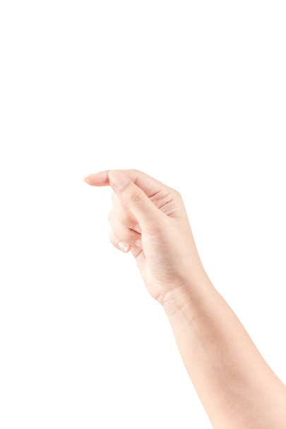Nahaufnahme Hand und Arm auf weißem Hintergrund. kann für isolierte verwenden oder zeigen Sie Ihr Produkt. - Foto, Bild