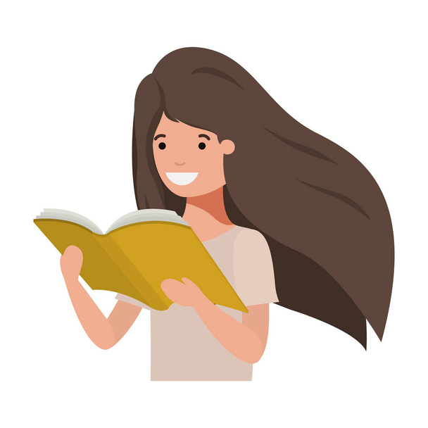mladý student dívka čtení kniha - Vektor, obrázek