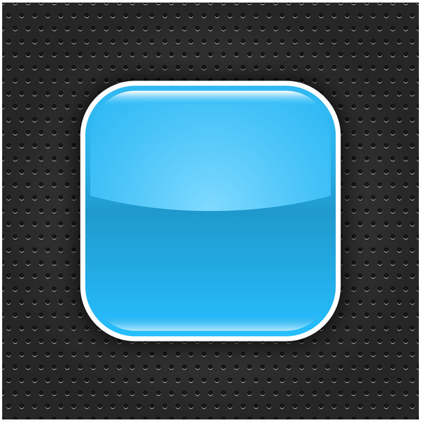 Blue glossy blank web 2.0 button with colored reflection on black background - Vector, Image