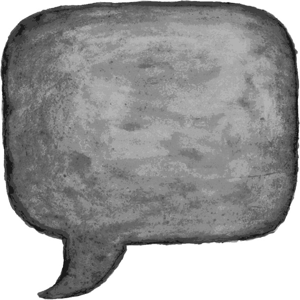 Black watercolor blank speech bubble dialog empty rounded square shape on white background. Grayscale handmade technique aquarelle. This vector illustration clip-art design element saved in 10 eps. - Vector, Image