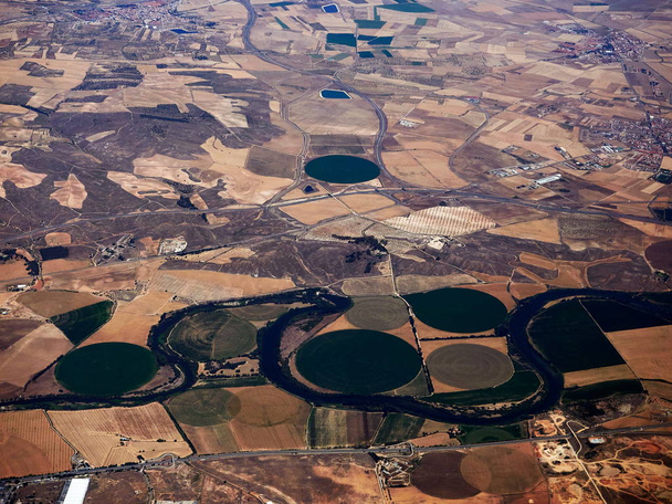 aerial of countryside and fields around madrid, spain - Valokuva, kuva