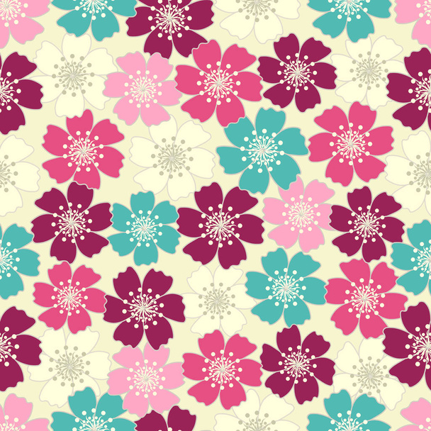 Seamless pattern with the image of flowers. - Vetor, Imagem