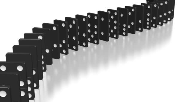 3d animasyon domino etkisi - beyaz noktalar siyah taşlarla düşüyor. - Video, Çekim