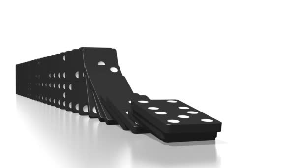 3D domino effect animatie-vallende zwarte tegels met witte stippen.  - Video