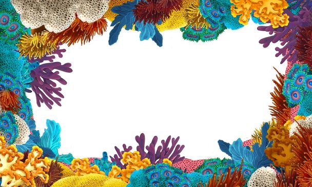 The coral reef - frame - border - illustration for the children - Fotó, kép