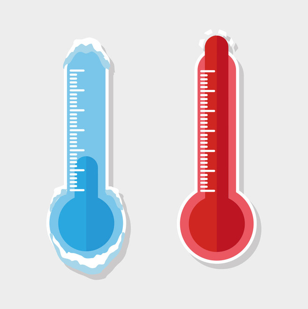 Celsius and Fahrenheit thermometers. Vector flat icon - Vector, Image