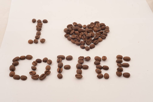 the inscription I love coffee beans coffee - Фото, изображение