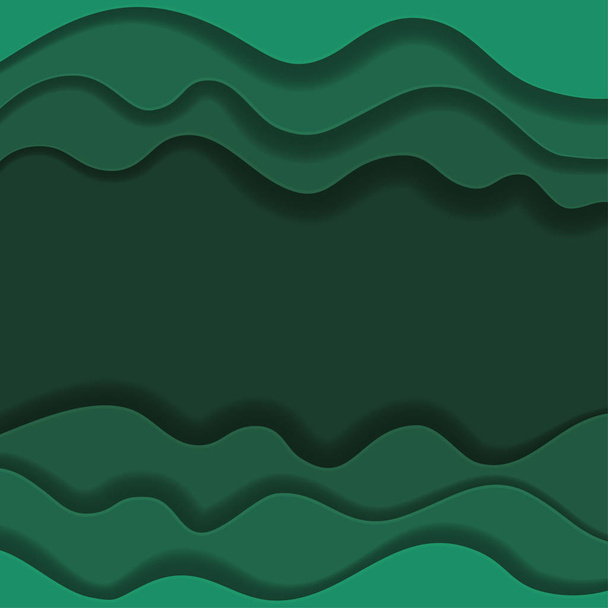 Кольорові паперові хвилі, абстрактний, геометричний фон текстури шарів глибини в відтінках морського зеленого. Стиль вирізання паперу
. - Фото, зображення