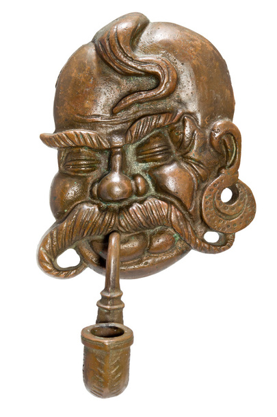 Copper wall mask of the Ukrainian Cossack with a tube - Photo, Image