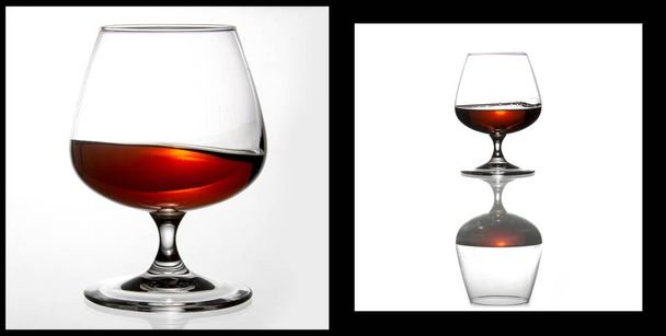 окуляри і пляшки для бренді і вина на фоні
 - Фото, зображення