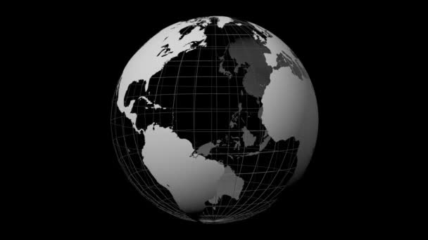 3D-Animation / 3D-Rendering - Erde mit allen Kontinenten (Europa, Asien, Afrika, Südamerika, Nordamerika, Australien) auf schwarzem Hintergrund. - Filmmaterial, Video