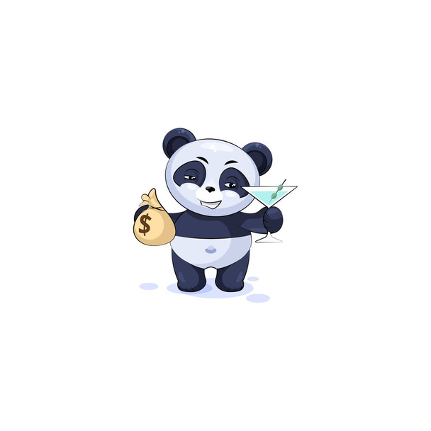 panda avec sac d'argent et martini en verre
 - Vecteur, image